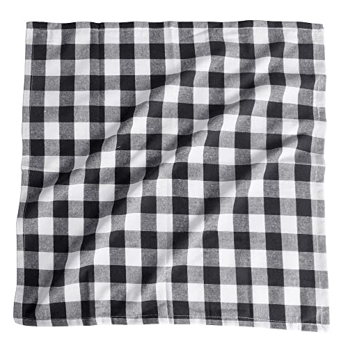Image of FINGERCRAFT Dinner Table Napkins, Pack of 12, Everyday Use, Quality Cotton Buffalo Plaid Cloth Napkins Washable & Reusable 20in x 20in, (Charcoal /White)