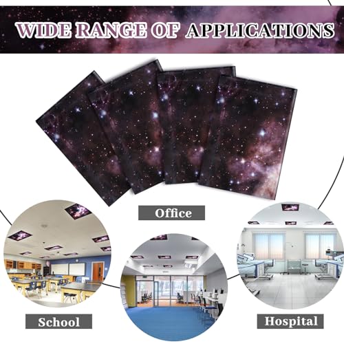 Image of VIHOSE 4 Pcs 2 x 2 Feet Fluorescent Light Covers for Ceiling Lights Classroom Magnetic Light Filters for Reducing Harsh Glare Flicker for Office Classroom Home Drop Ceiling(Star Cluster)