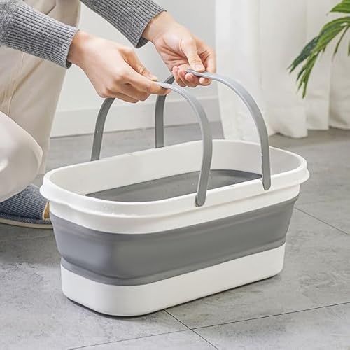 Balde 15L Retrátil de Silicone Dobravel MultiUso Grande, Bacia Com Alça Dupla, Rodas, Praticidade, R