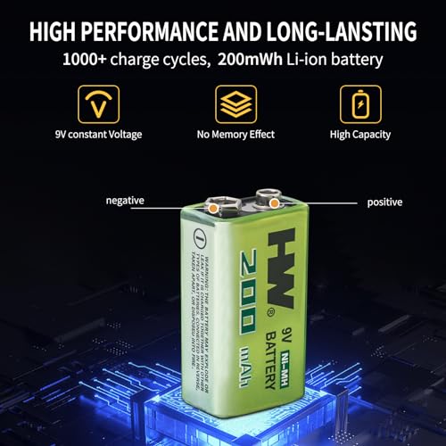 Hw 4 Pack Rechargeable Ni-Mh 9V Batteries thumb #1