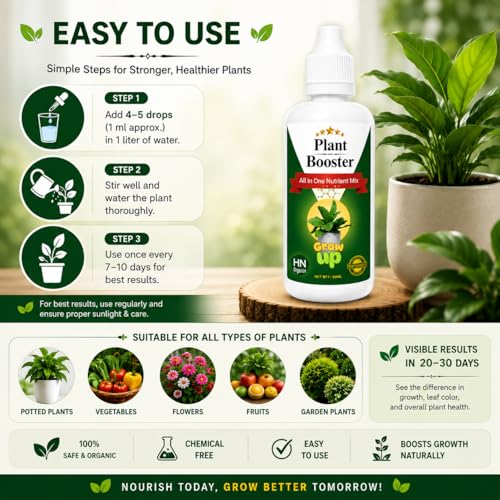 Image of Plant Booster 60 ML Dropper | All In One | All Macro & Micro Nutients | For Fast Growth | Strong Roots | More Flowers (Plant Booster 60ML | Pack of 2)