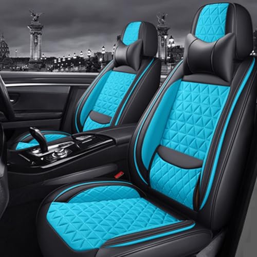 に適用 ホンダ 新型CR-V/New CRV RW1 2系 カーシートカバー レザー製 易清潔 防滑機能 全包?設計 五座セット 運転席 後部座席対応 軽 普通車適用 四季通用z(青,枕付き)