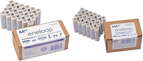 Eneloop Panasonic BK-4MCA24/CA AAA 2100 Ciclo Ni-MH baterías recargables precargadas paquete de 24 y Panasonic BK-3MCA24/CA AA 2100 Ciclo Ni-MH