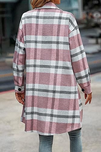 Image of PRETTYGARDEN Womens Plaid Shacket Jacket Flannel Shirts