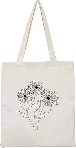 Bolsa de lona floral botánica para mujeres profesoras, bolsas de comestibles reutilizables, lindas bolsas de mano con diseño de gato estético para