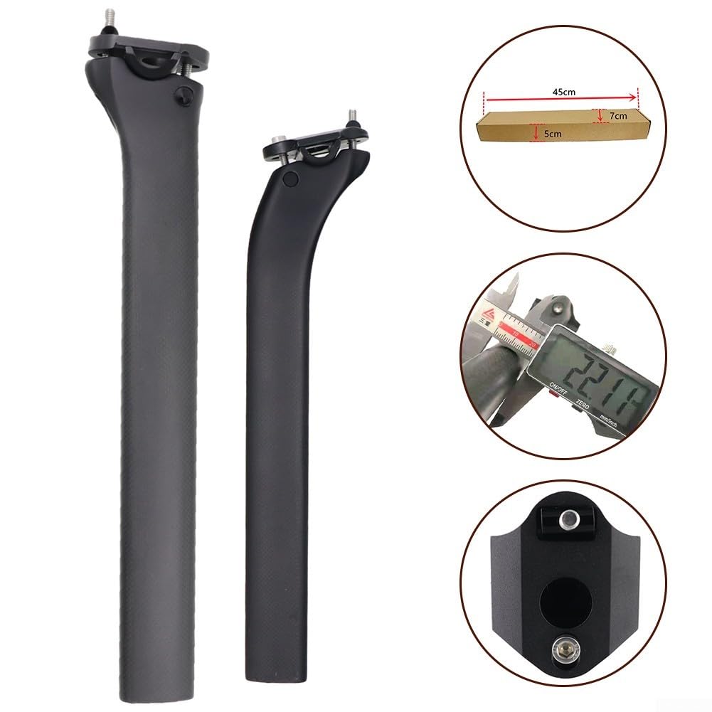 Reggisella in fibra di carbonio, 340 mm, T700, monoscocca leggera, per bici da strada, MTB, maggiore rigidità, smorzamento delle vibrazioni, 205 g, adatto per ciclismo
