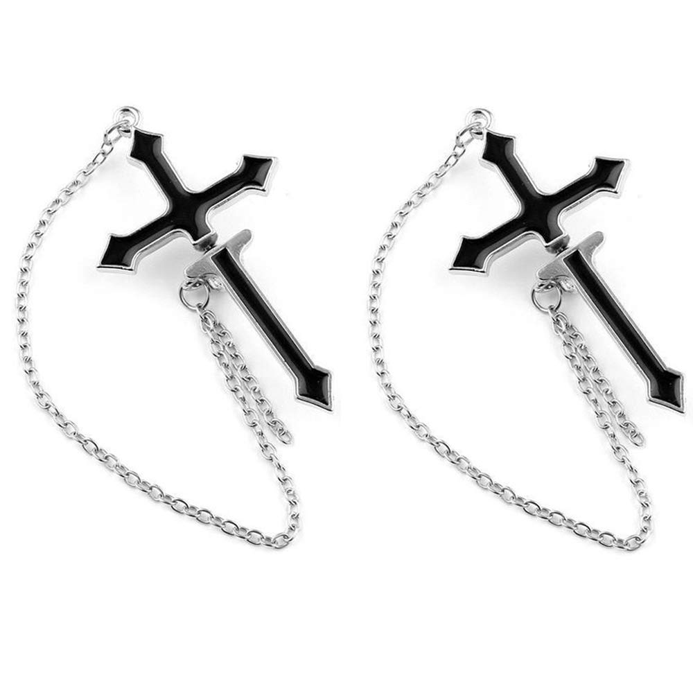 Cross Chain Earrings Dangle for Men Women Unisex Black Unique Goth Cool Gothic Punk Rock Hippie Long Chain Cross Sword Ear Piercing Earrings Jewelry for Teens Eboy Egirl
