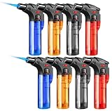 8 Pack Torch Lighters Butane Refillable Lighter Single Jet Flame Windproof Torch Multi Utility Mini Gas Lighter Blow Torch Lighters for Candle Fireplace Camping Grill BBQ Kitchen(No Fuel)