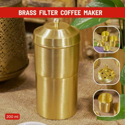 Image of Toffee Coffee Roasters- South Indian Filter Coffee Gift Set | Filter Coffee (200 gms) + Brass Filter Maker + Brass Filter Dabara