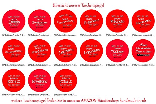 Specchietto da borsetta, con scritta in tedesco
