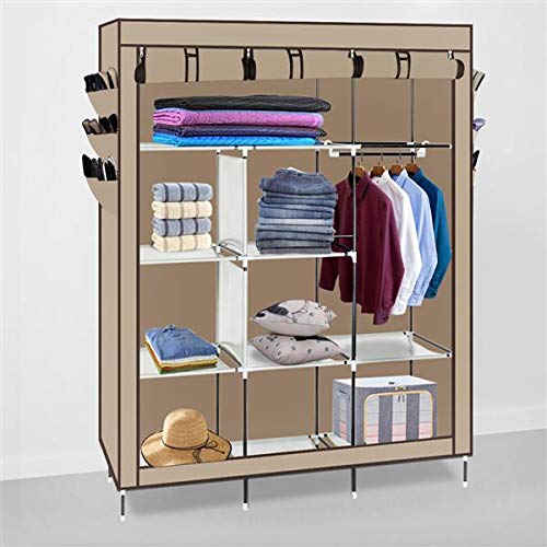 Thxbyebye Portable Clothes Closet, Non-Woven Fabric Wardrobe with Hanging Rods, Storage Organizer