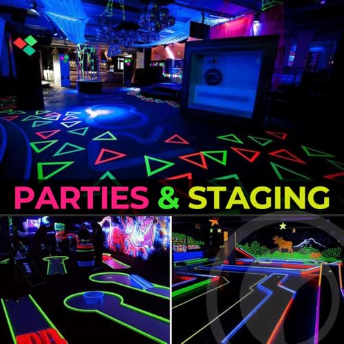 Image of WOD GTMC12F Fluorescent Multi-Color Rainbow Gaffer Tape, 3 inch x 25 yds. (4-Rolls) Gym School Pack Floor Marking Tape, Secures Cables, & No Sticky Residue