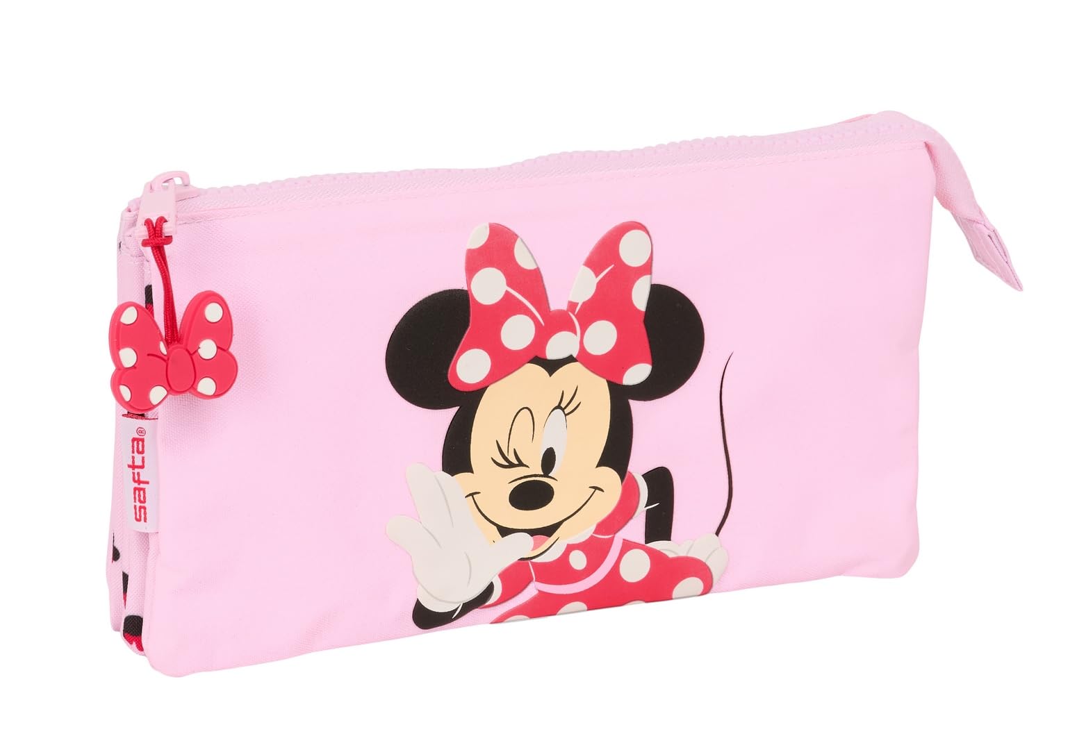 Safta Minnie Mouse Naive – Triple Pencil Case, Children's Pencil Case, Ideal for School Age Children, Comfortable and Versatile, Quality and Resistance, 22 x 3 x 12 cm, Light Pink, M, Casual