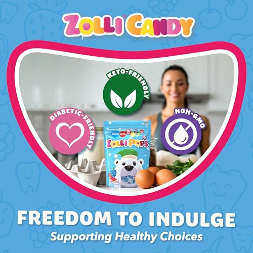 Zollipops Clean Teeth Pops Sugar Free Candy with Xylitol, Dye-Free Lollipops - Keto & Diabetic-Friendly, Dentist-Approved Treats for Kids Dentist-Approved Treats for Kids – Holiday & Christmas Candy Gift (Watermelon-Blue Raspberry, 5.2 oz)
