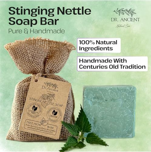 Image of Dr.Ancient Stinging Nettle Soap Bar, Organic Soap Bars Handcrafted the Traditional Way, Natural Chemical-Free, Vegan, Used for Face Wash, Body Wash, Hand Cleansing, Daily Skin Care, Herbal Cleanser
