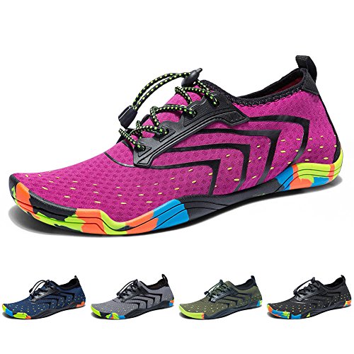 Yorgou Chaussures Aquatiques pour Homme Femme Chaussures d'eau Chaussures de Plage Chaussures de Yoga Plongée Surf Piscine Sport Aquatique, Rose, 45 EU