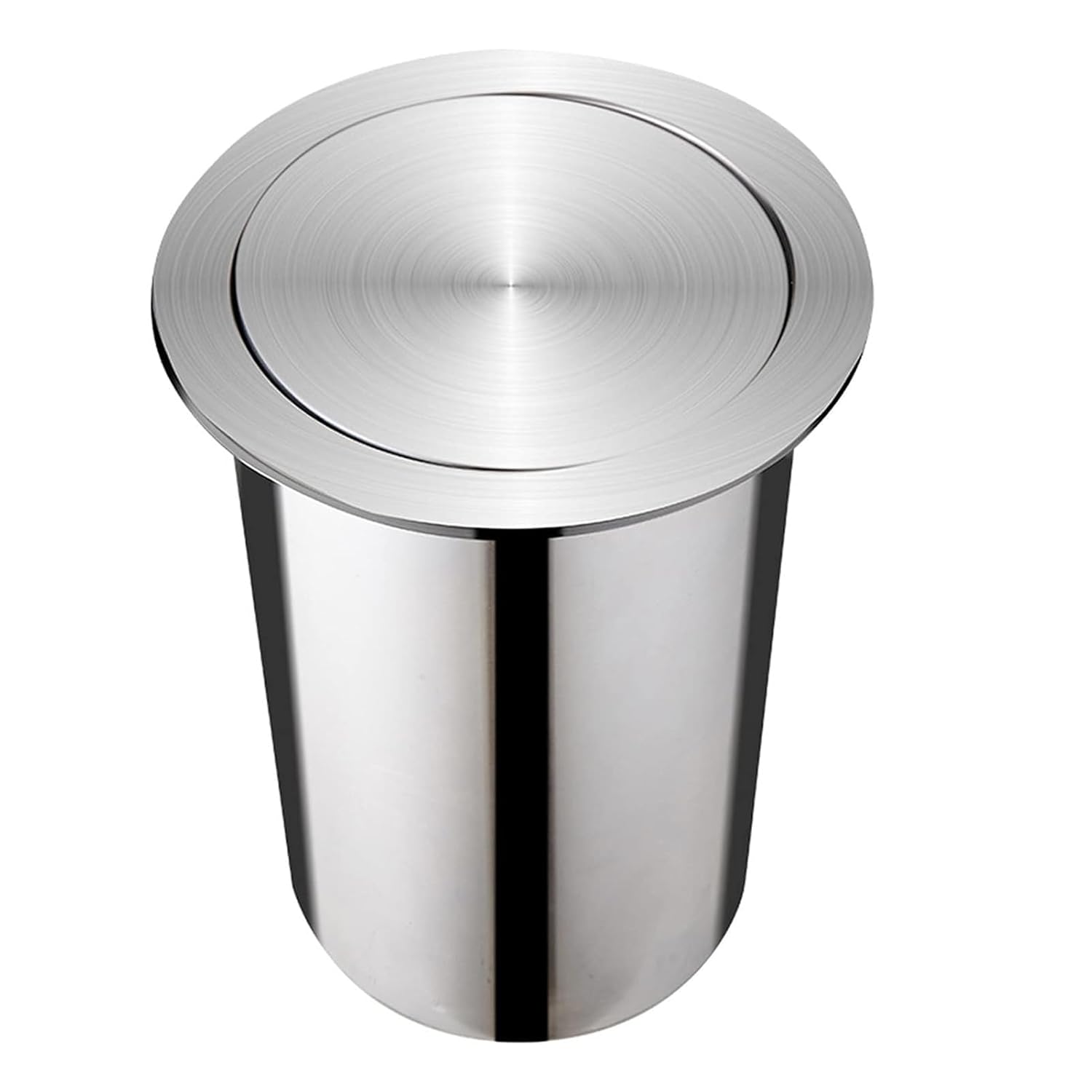 Recessed Counter Top Cover Trash Bin,Stainless Steel Kitchen Countertop Table Built-in Trash Can Lid(Cover)