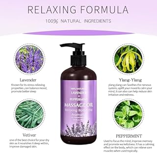 Olio da Massaggio alla Lavanda per Rilassare Muscoli Doloranti Stanchi Terapeutico, Olio per Massoterapia Ideale per Idratare la Pelle per Uomini e Donne 300ML