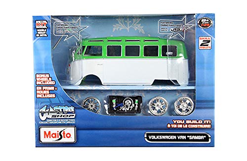 HCK Classic Volkswagen VW Samba Bus - Assembly Custom Model Kit Diecast Toy Cars 1:24 Scale