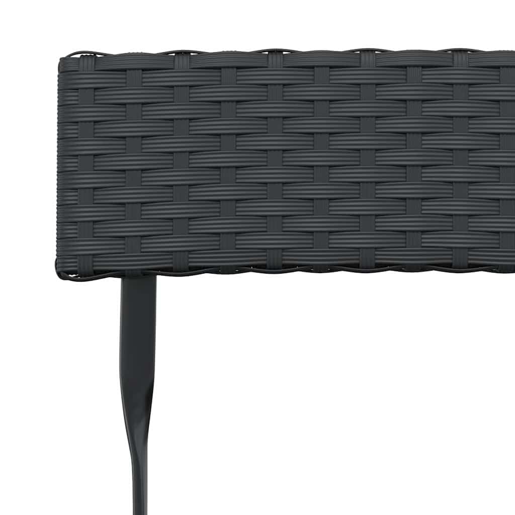 Set da bistrò pieghevole in polyrattan nero, 3 pezzi | Telaio in acciaio verniciato a polvere, resistente alle intemperie, facile da pulire, 110 kg per seduta