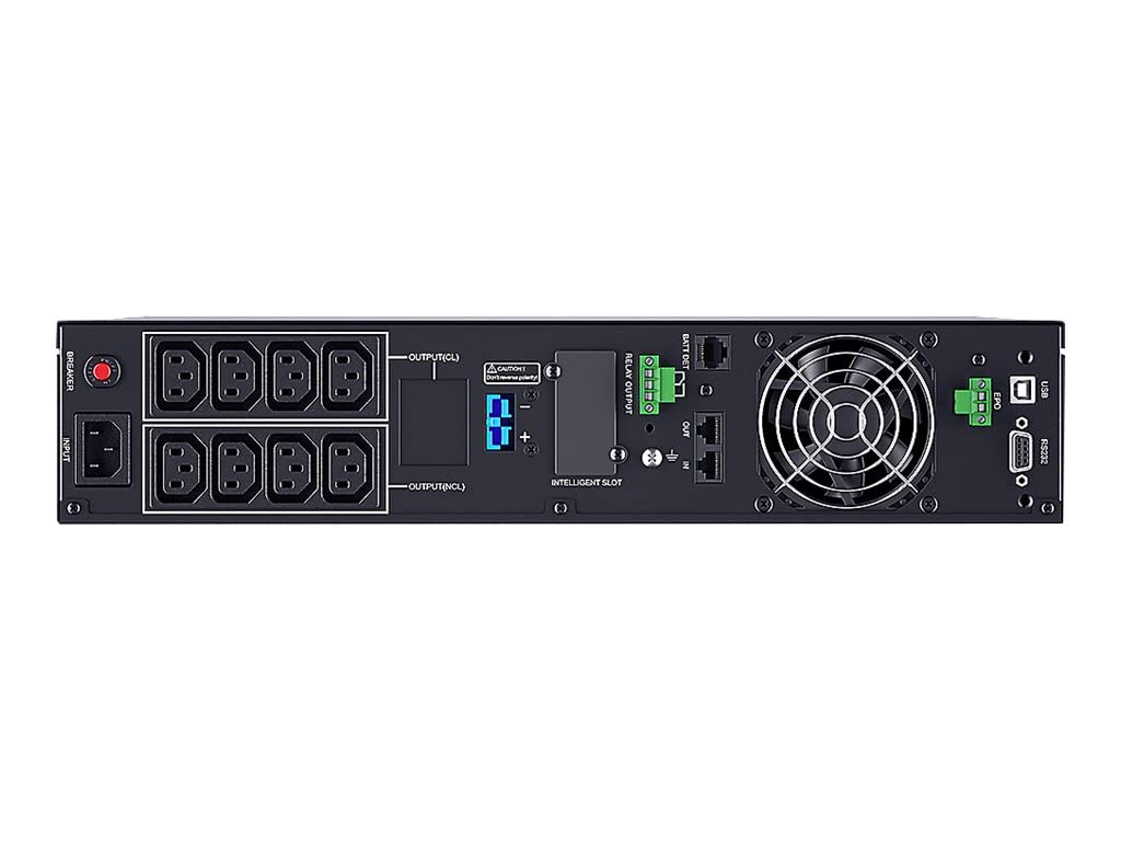 CyberPower OLS1000ERT2UA Doppelwandler Online USV 1000VA/900W, Tower/Rack 2U schwarz, Reine Sinuswelle, ECO Mode Effizienz über 95%, Farb-LCD, USB, Relais, EPO, 8X IEC C13, 19 Zoll Railkit