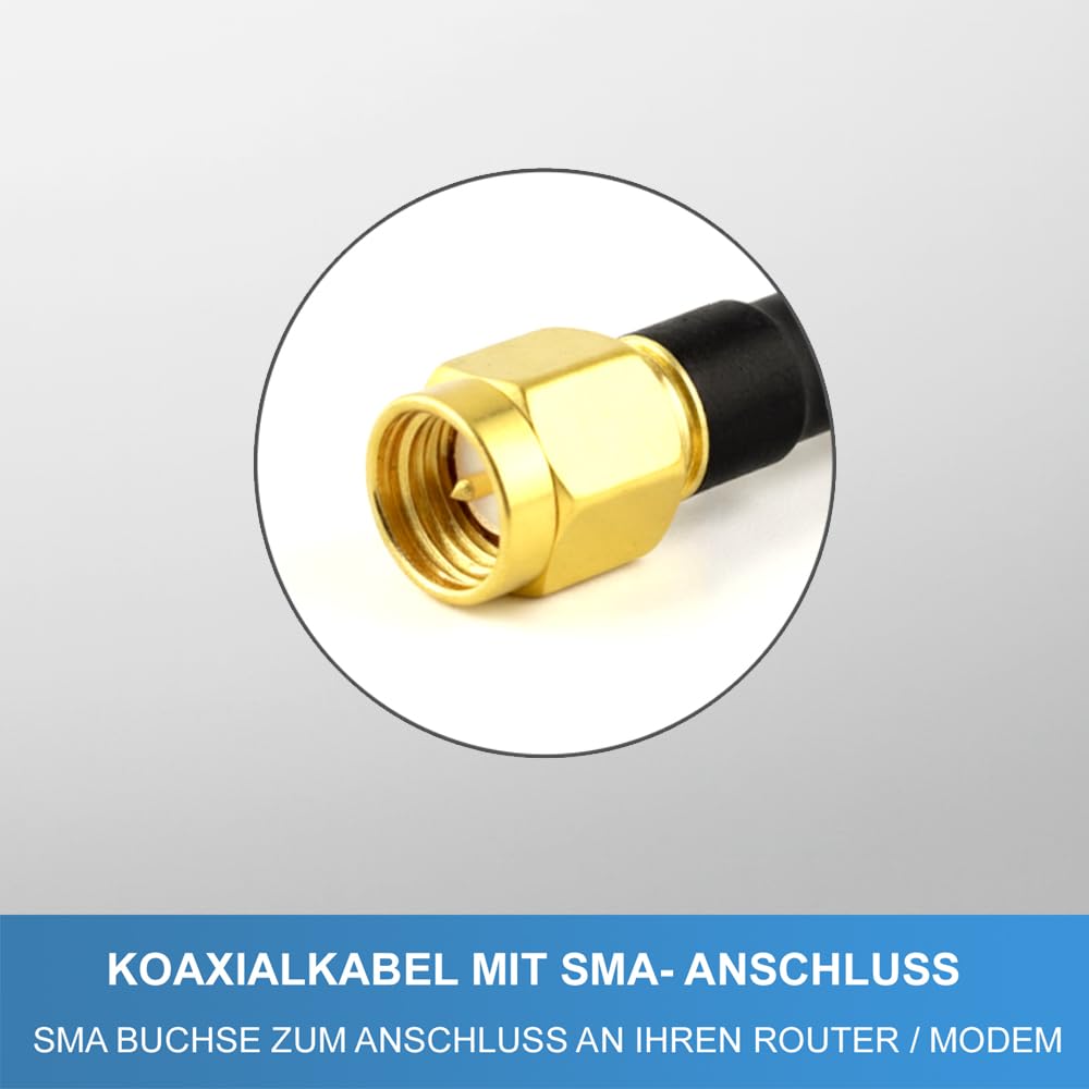 5G LTE Antenne Außenantenne Multiband Duo Antenne 5G / 4G / 3G MiMo 2X 9 dBi max. Verstärkung Wetterfest Outdoor für LTE Router mit SMA Anschluss für alle Netze 690-3800 MHz von netshop 25