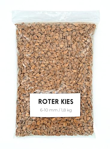 Landare Kies Rot 1,8Kg - Dekosteine - Zierkies - Dekosteine für Vasen - Kieselsteine - Deko Steine Kleine - Ziersteine - Aquarium Steine Zierkies Bunt - Steine Garten (6-10 mm)