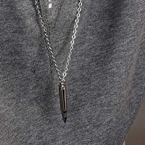 Generic Bullet Necklace Titanium Steel Bullet Pendant Chain Punk Gothic Necklace Personality Cool Necklace Jewelry For Men Women Boy, Silver, 55*1Cm (E59Uu1540Yego31Cxll) #TOP6