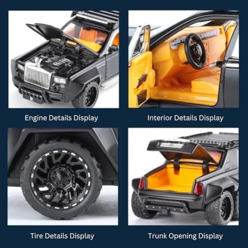 Image of Rolls Royce Phantom 6x6 Model Car 1:32 Scale Exclusive Alloy Metal Pull Back Die-cast Car Toy with Openable Doors & Light Music Boys Toys for Kids (Phantom 1:32 6x6)【Colors as Per Stock】