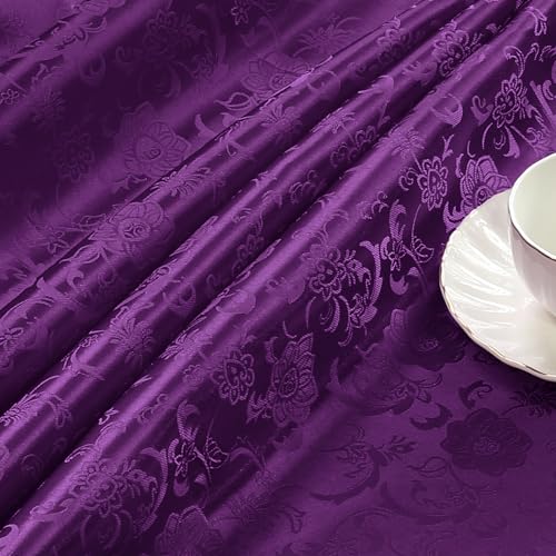 Cobedzy Pureple Satin Fabric by The Yard - 1 Yard 60 Inches Wide Satin Jacquard Fabric Luxurious Satin for DIY Crafts and Clothing Making