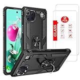Anvzle for LG K92 5G Case with [2 Pack] Tempered Glass Screen Protector, for LG K92 5G Heavy Duty [Military-Grade] Protective，with Magnetic Kickstand Ring Car Mount Case Black