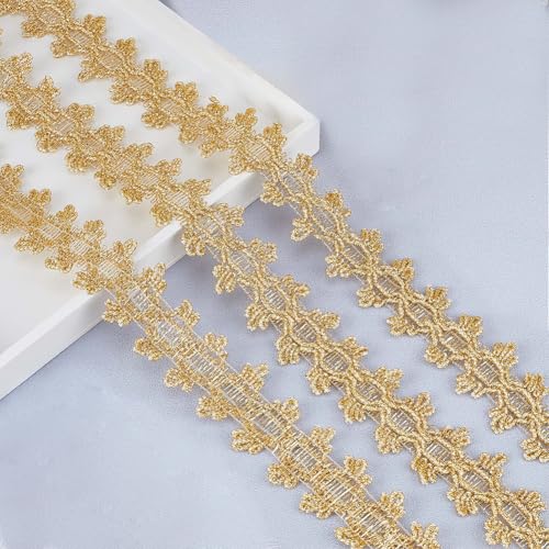 CABODYALS 18.3M 34mm Gold Woven Braided Ribbon Trim Polyester Lace Floral Trim Metallic Upholstery Gimp Braid Fabric Trimmings Bulk for Jewelry Making Sewing Craft Diy Decor Supply - Image 3