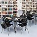 Romig Trek 42 in. Square Adjustable Classroom Table- Grey & 4 Andy 18 in. Stack Chairs- Black & Grey Base