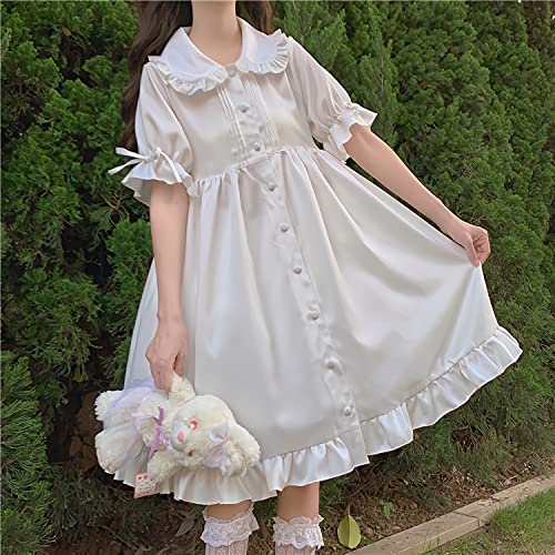 GK-O Japanese Women Girls Sweet Lolita Dress Ruffle Princess Fairy Kawaii Cute White2