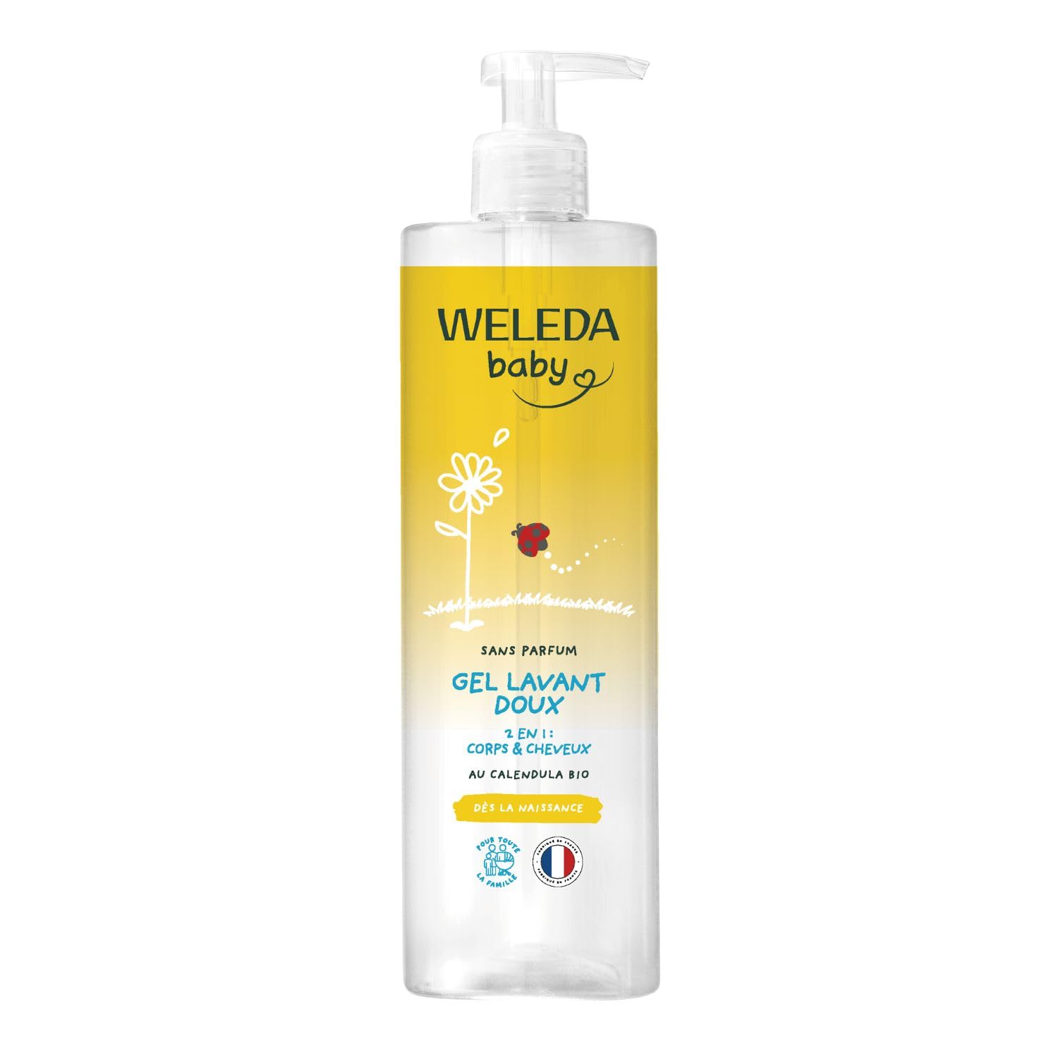 WELEDA - Gel lavant doux au Calendula sans parfum - Nettoie en douceur - Pour la toilette quotidienne des peaux délicates des bébés et des jeunes enfants - / - 400 ml