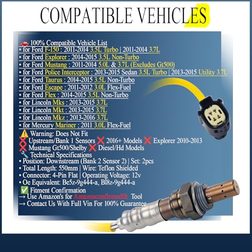 Set de 2 sensores de oxígeno downstream para Ford y Mustang miniatura 3