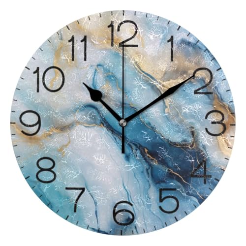Horloge murale décorative marbre bleu doré SUABO silencieuse - 2