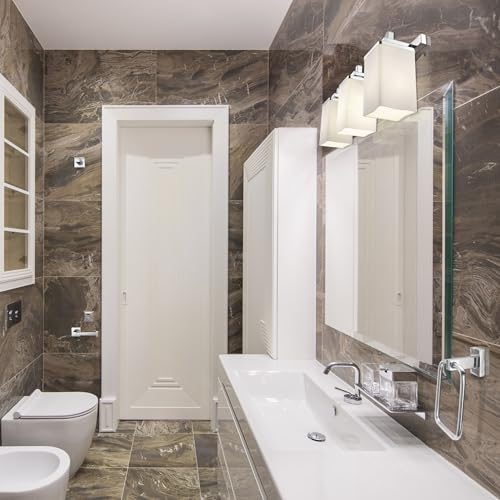 Image of Globe Electric 59221 Finn 5-Piece All-in-One Bath Set, 3-Light Vanity, Bar, Towel Ring, Robe Hook, Toilet Paper Holder, Polished Chrome
