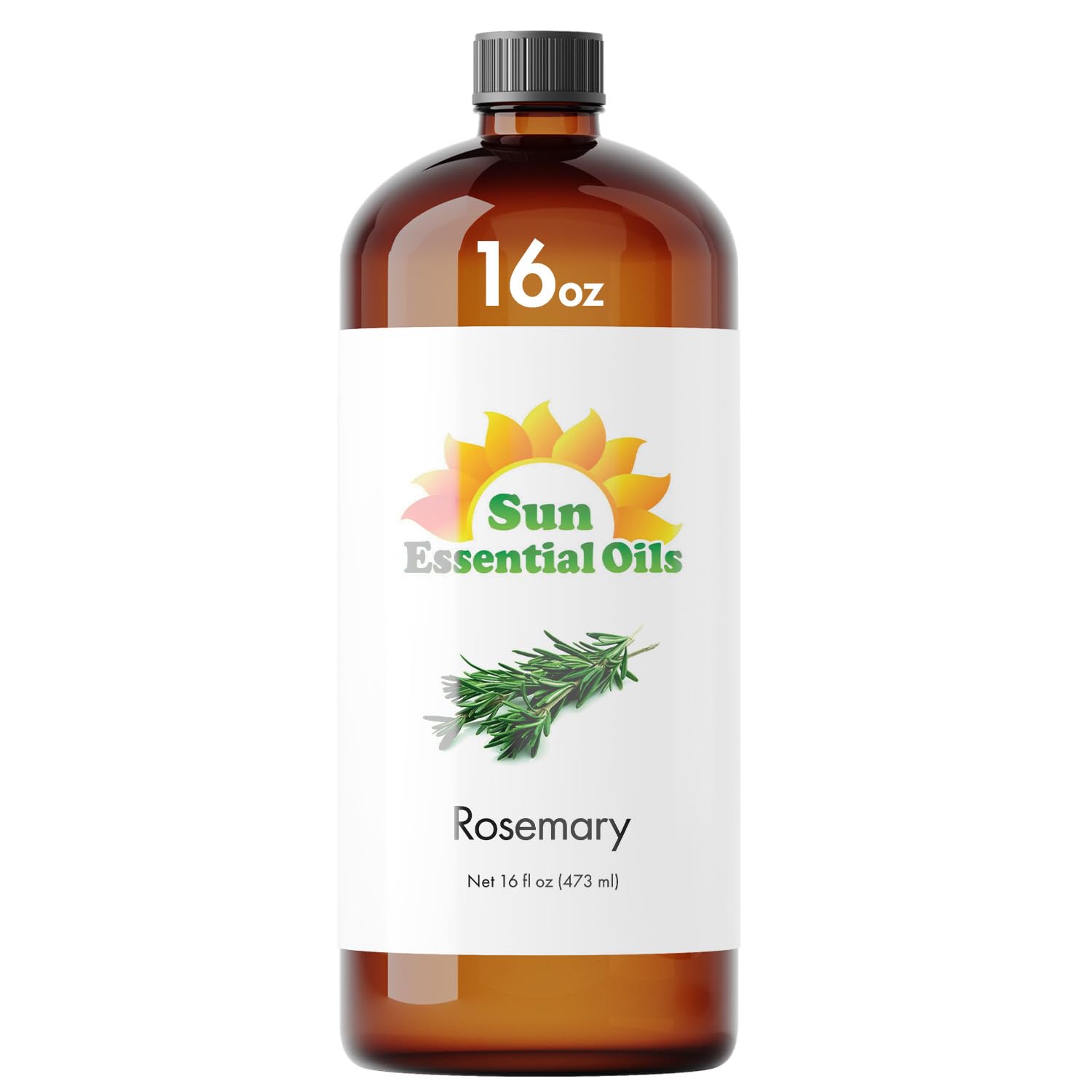 Sun Essential Oils - 16 oz Rosemary Essential Oil for Hair Growth, Skin, Scalp - Drops for Diffuser, Humidifier & Aromatherapy Massage - DIY Candle, Lotion & Shampoo Making - Help Sleep