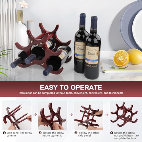 Soporte para botellas de vino de madera color rojo miniatura 4