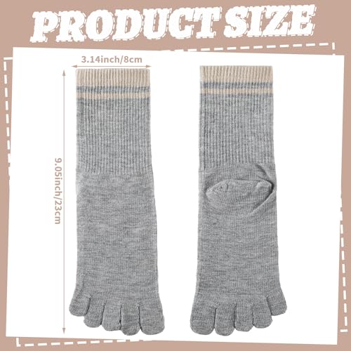 Bencailor 4 Pair Women Five Toe Socks Cotton Toe Socks Athletic Running Long Split Toe Women's Cotton Crew Ankle Socks(Pretty Colors)3