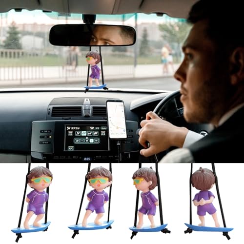 Yueser Wackelfigur Auto, Surfer Jungen Auto Innenraum Deko Wackelkopf Figur Auto Autodeko Autospiegel Anhänger Hängezubehör Auto Anhänger für Spiegel Lustig Duftbaum Auto Personalisiert Autoanhänger