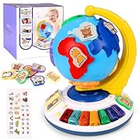 Lubardy Globe of Earth for Kids Sound and Light Interactive Puzzle World Globes Educational STEM Toy Gifts Includes Fun Facts and Animal Stickers for 3 4 5 Years Olds Girls Boys