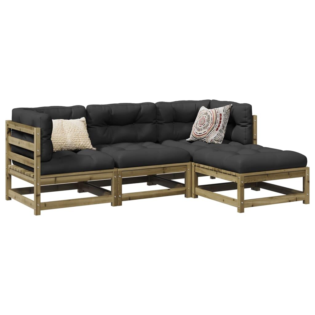 LAPOOH Set di divani da giardino 4 pezzi in legno di pino impregnato, set da giardino esterno, mobili da giardino, mobili da giardino, set di mobili da giardino - 3299380