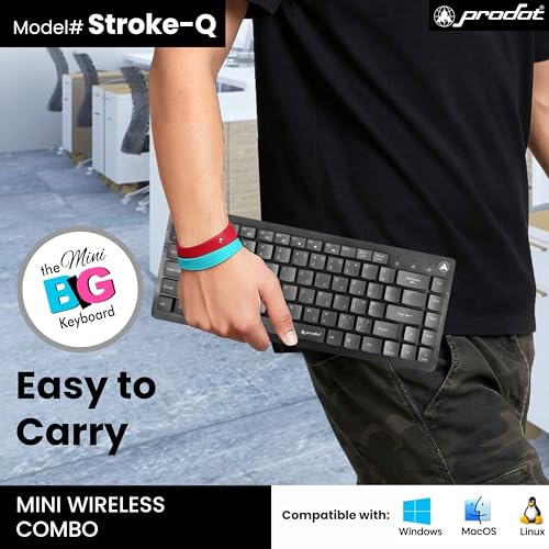 Image of ProDot Laptop Size Mini Wireless Keyboard and Mouse Combo | 2.4GHz USB Nano Receiver | Slim Keyboard with Silent Keys | Ergonomic Optical Mouse | Plug & Play for Laptop, PC, Windows, Mac