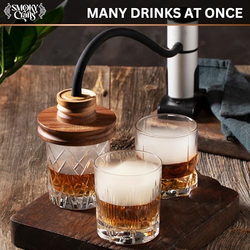 Acacia Whiskey Smoker Kit with Smoke Gun for Cocktails and Wood Chips (Apple & Cherry) - Cocktail Smoker Kit – Drink Smoker Infuser Kit (Torch Not Required)