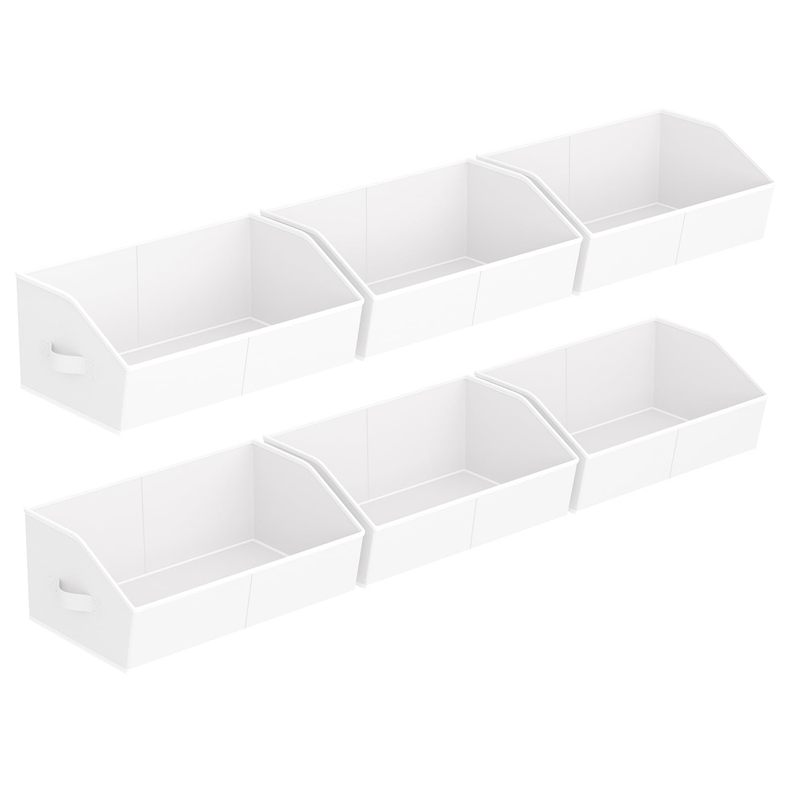 Homsorout Storage Bins for Shelves - Large Trapezoid Closet Shelf Organizer, Fabric Organization Bins with Handles, Storage Baskets for Clothes, Towel, Purse, 6 Pack, White