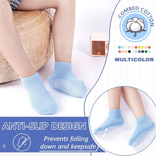 Tphon Non Slip Toddler Socks 12 Pairs Kids Grip Sock for Boys Girls Baby Ankle Socks with Gripper for 0-7 Year Children