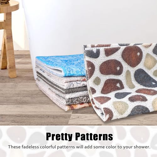 Image of Square Shower Mat Non Slip: 24x24 Inch Shower mats for Inside Shower with Drain Hole in Middle, Super Soft PVC Loofah Massage Shower Floor Mat, Anti Slip Shower Stall Mat, Quick Drying