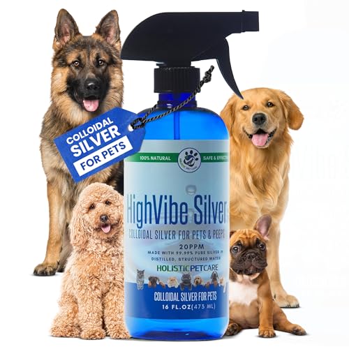 Holistic Pet Care Colloidal Silver for Dogs Cats Horses & Birds 20 PPM Wound Care Hot Spot Treatment Skin Relief & Immune Support All-Natural Pet Colloidal Silver Solution Spray Bottle (16oz)